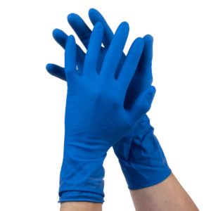 Перчатки синие резиновые хим. Image